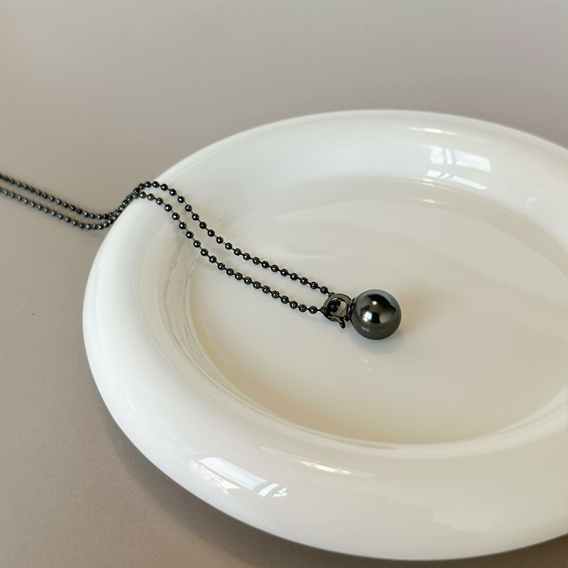 Ženski ogrlica inšpirirana Tahiti Black Pearl s umjetnim kristalom, lagani luksuz, nišni dizajn, lanac za ključnu kost, privjesak od srebra 925, duljina 41–50 cm, geometrijski U-oblik