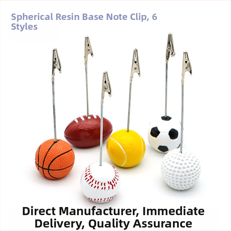 Šesť typov živicových podstavcov, tvarovaných ako športové lopty, pre držiaky poznámok a vizitiek