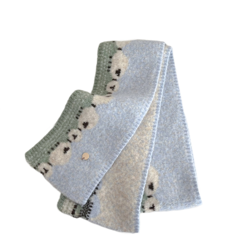 Jacquard pleteni šal s motivom janjeta za žene, jesen-zima, toplo za vrat