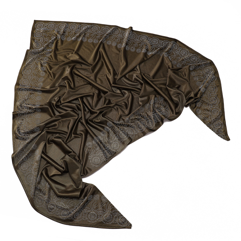 Pleteni elastični šal s kristalima, trokutasti dugi šal, Hui etnički gazani šal, marama za glavu s afričkim motívom, veličina 115×105×75 cm