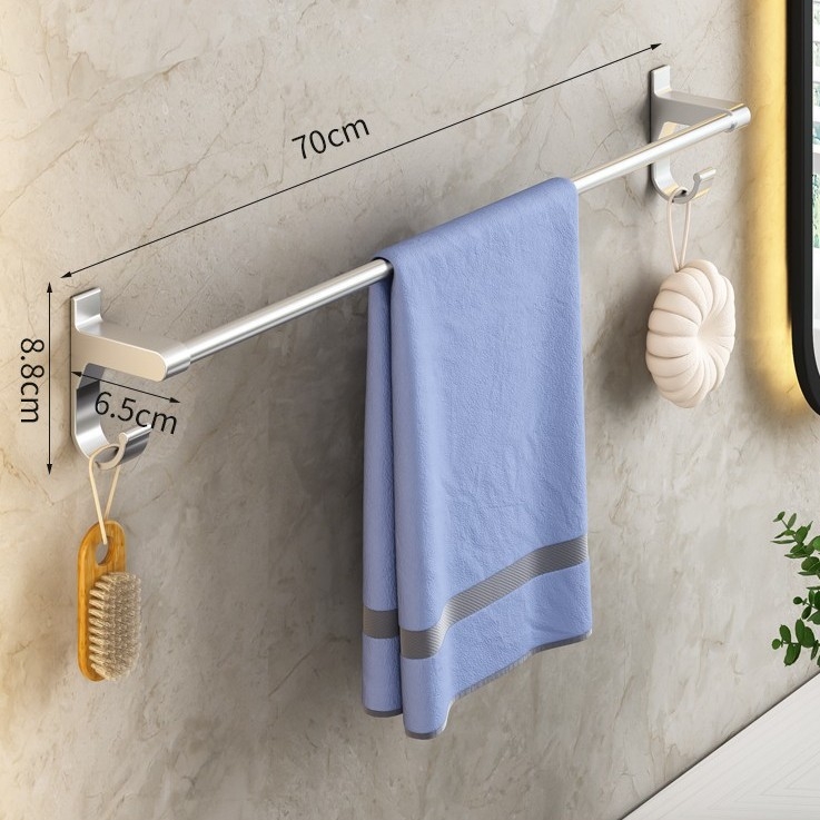 Danle hliníková tyč na uteráky, nástenná, s jednou tyčou, kúpeľňa, bez vŕtania