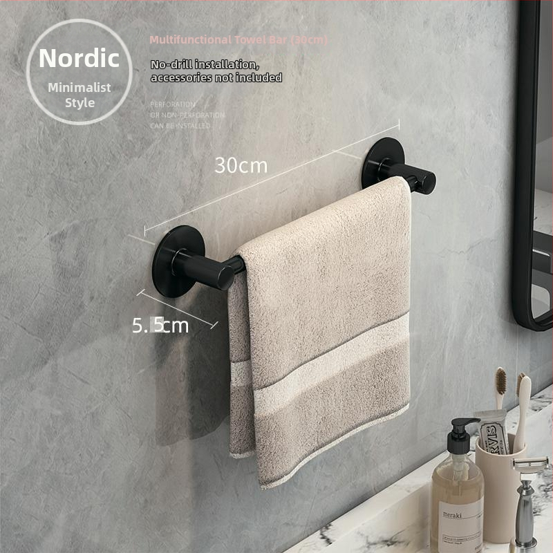 Bezvŕtová vešiak na uteráky do kúpeľne, nástenná, dĺžka 80 cm, hliníková zliatina, dvojdielna súprava