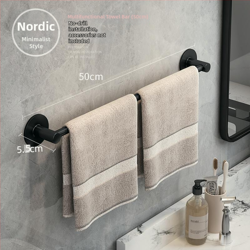Bezvŕtová vešiak na uteráky do kúpeľne, nástenná, dĺžka 80 cm, hliníková zliatina, dvojdielna súprava