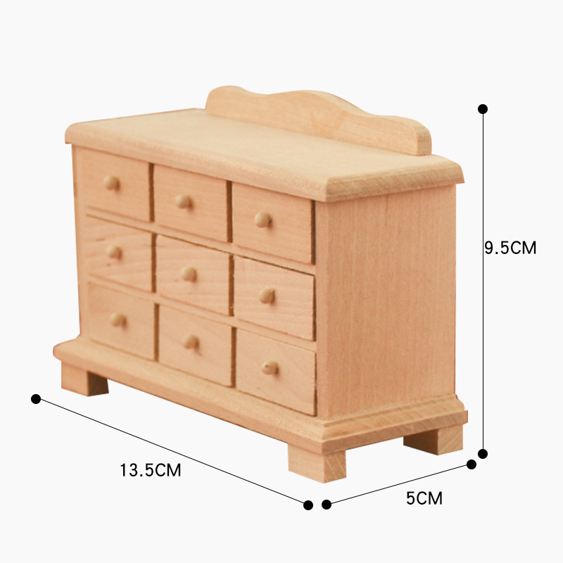 Drevený trojuholníkový kabinet pre bábkový dom, ručne vyrobený výstavný regál OB11 scénu