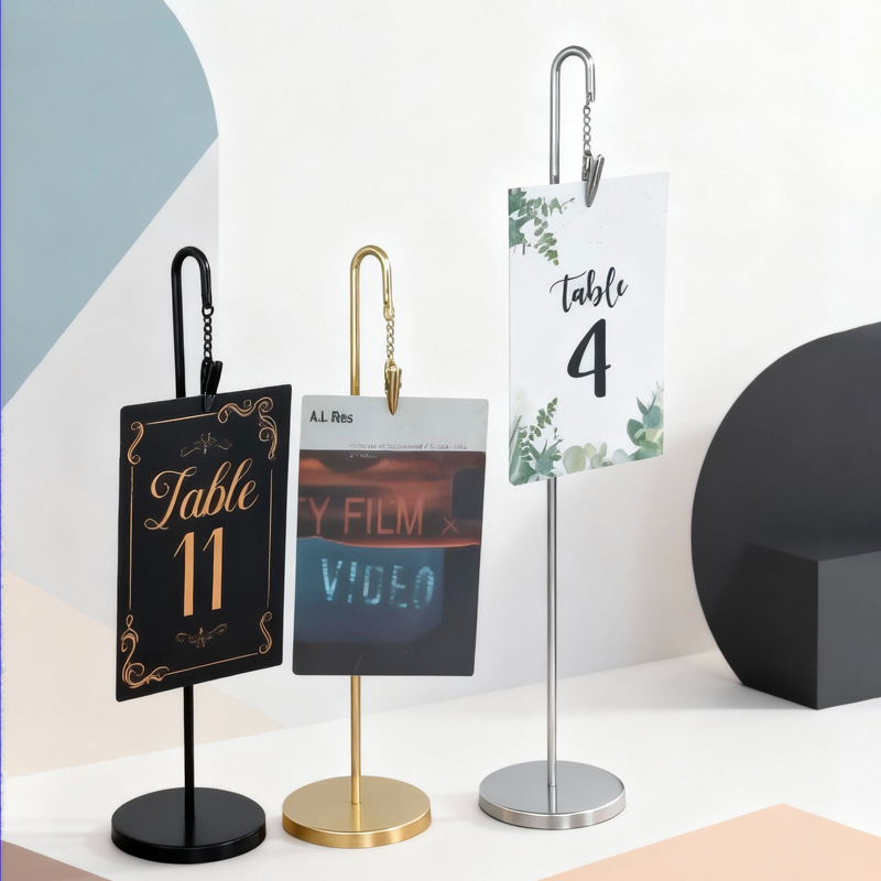 Nerezový oceľový zavesený držiak poznámok s elegantným dizajnom, personalizovaná tabuľka správ, stolová výzdoba pre fotografie a stojan na vizitky