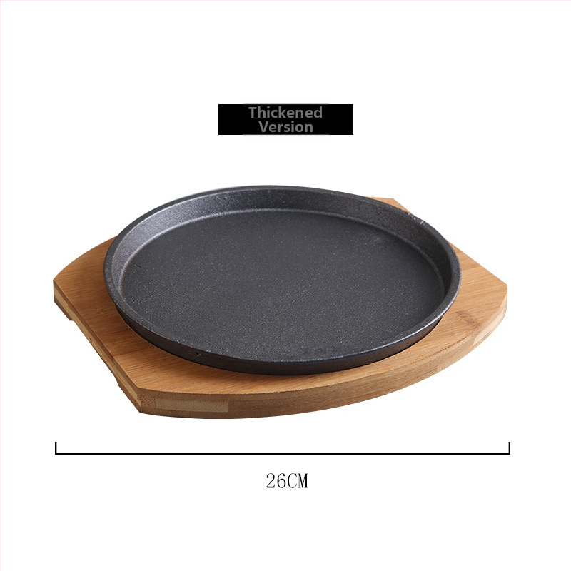 Okrúhla platňa na steaky z liatiny, hrubá – grilovacia panva, kórejský štýl grilovania, západný štýl platne na steaky