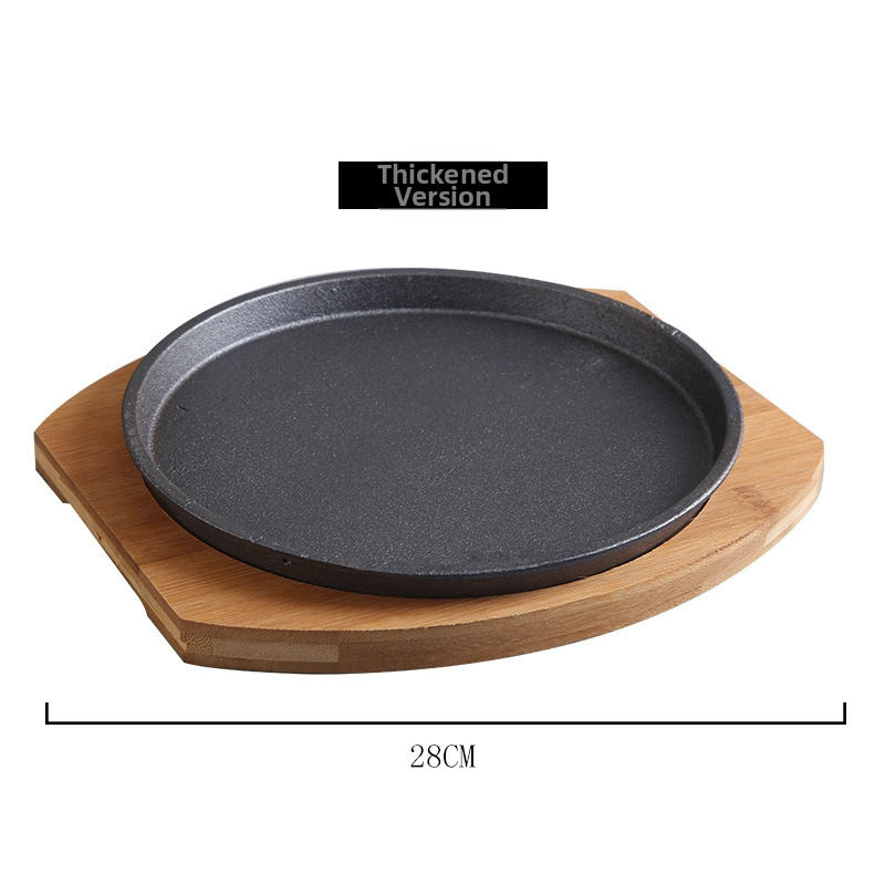Okrúhla platňa na steaky z liatiny, hrubá – grilovacia panva, kórejský štýl grilovania, západný štýl platne na steaky