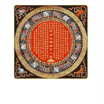 Thangka na stenu s mantrou zo šiestich slov a Sutrou Srdca, mandala motív, dekor do obývačky
