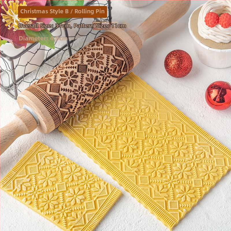Nový vianočný vyrezávaný valček na cesto na sušienky a fondant