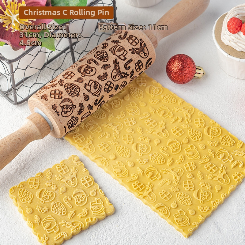 Nový vianočný vyrezávaný valček na cesto na sušienky a fondant