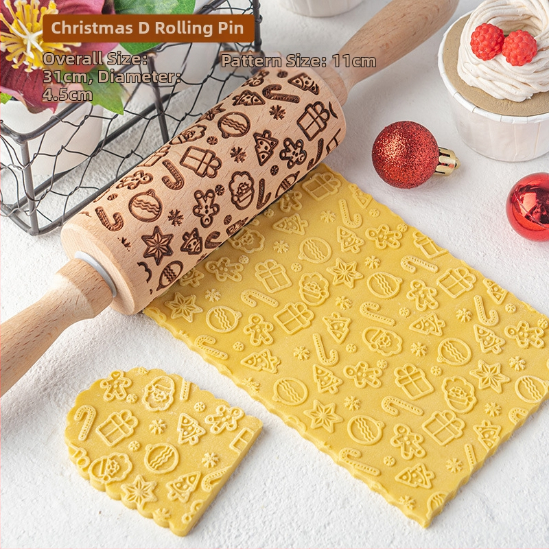 Nový vianočný vyrezávaný valček na cesto na sušienky a fondant