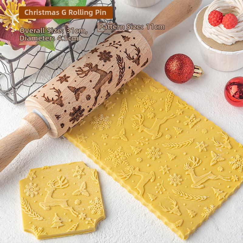 Nový vianočný vyrezávaný valček na cesto na sušienky a fondant