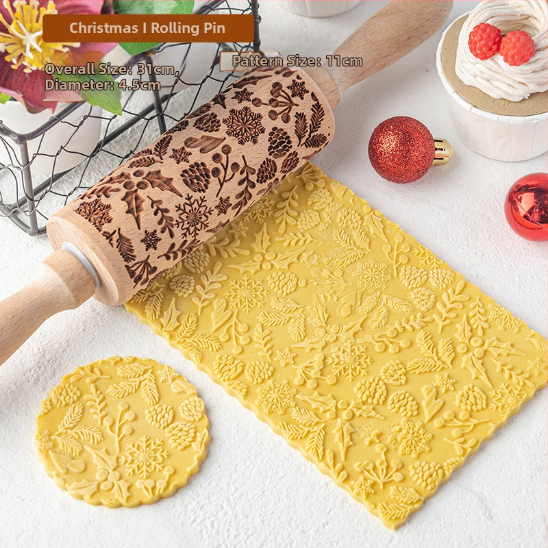 Nový vianočný vyrezávaný valček na cesto na sušienky a fondant