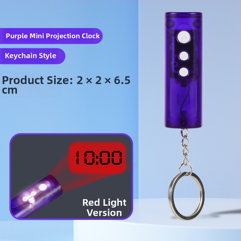 LED projekčný budík, malý nástenný/stolný budík s kalendárom, projekcia, kľúčenka, moderný minimalistický dizajn