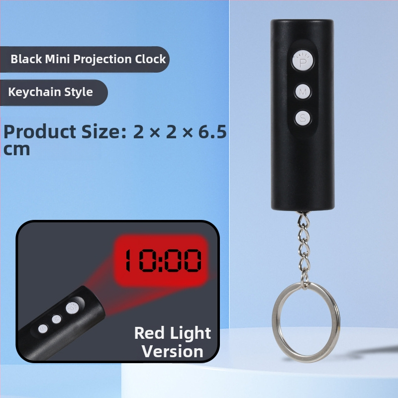 LED projekčný budík, malý nástenný/stolný budík s kalendárom, projekcia, kľúčenka, moderný minimalistický dizajn