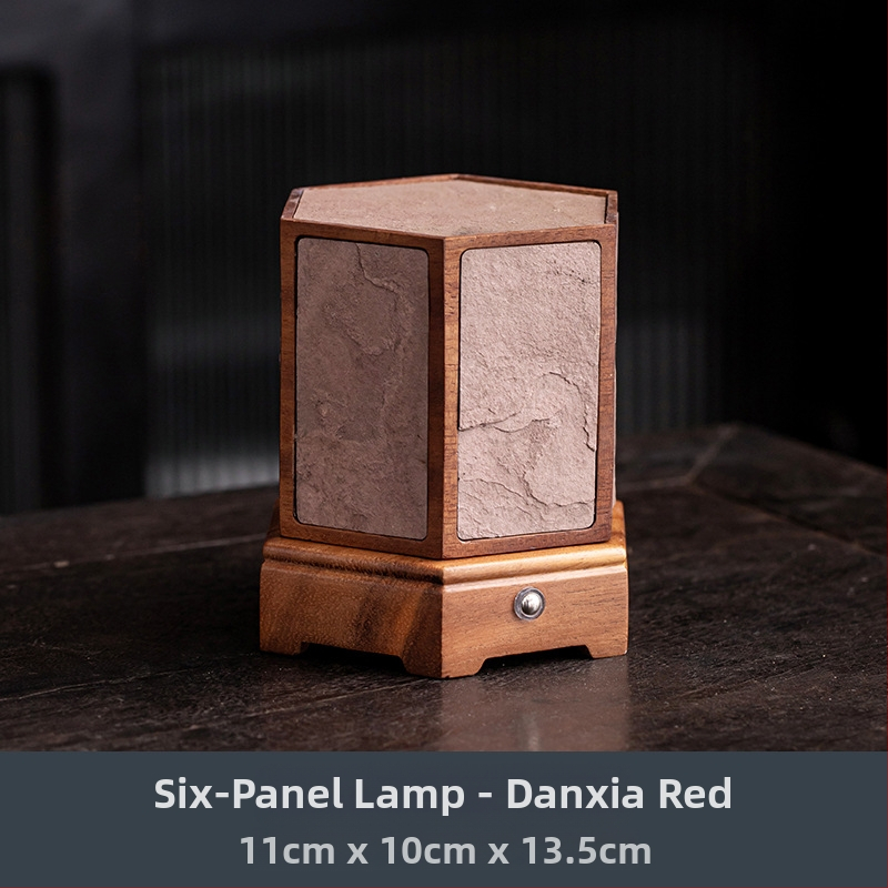 Lampa z orechového dreva pre čajovú miestnosť, atmosférická lampa pre ubytovanie, zen svietnik dekor, kamenná stolová lampa