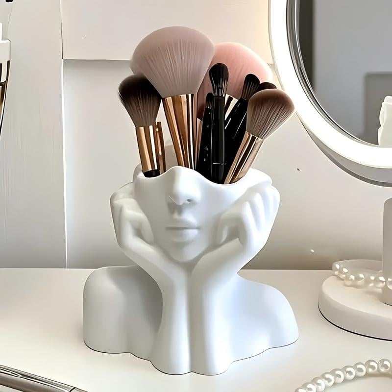Cezhraničný viacúčelový stolný organizér s figúrou tela pre štetce na make-up a perá