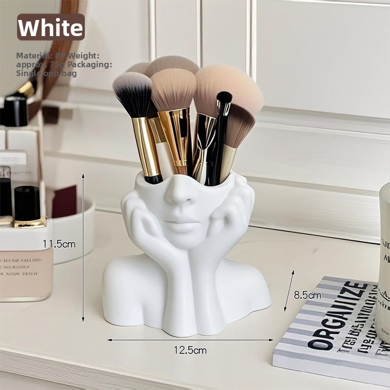 Cezhraničný viacúčelový stolný organizér s figúrou tela pre štetce na make-up a perá