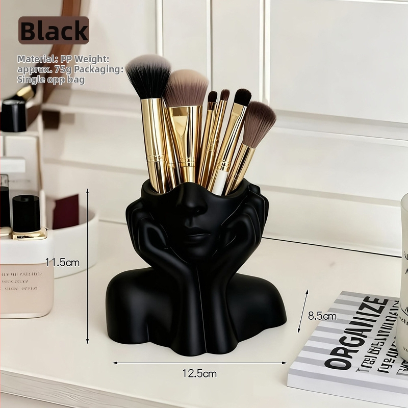 Cezhraničný viacúčelový stolný organizér s figúrou tela pre štetce na make-up a perá