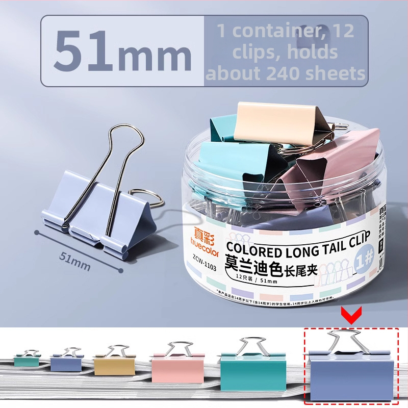 True Color Morandi sponkovací klip, kovový dlhý klip pre poznámky a dokumenty, dizajn Fénixov chvost