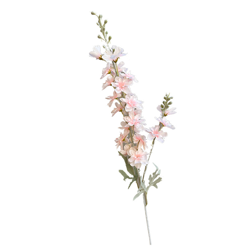 Umelé kvety na svadbu - Delphinium s dvojramenným stonkom, flokovaná dekorácia do svadobnej sály