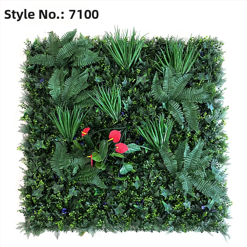 100×100 cm vysokokvalitný panel s umelými rastlinami – plastové zelené pozadie pre dekoráciu a krajinnárstvo