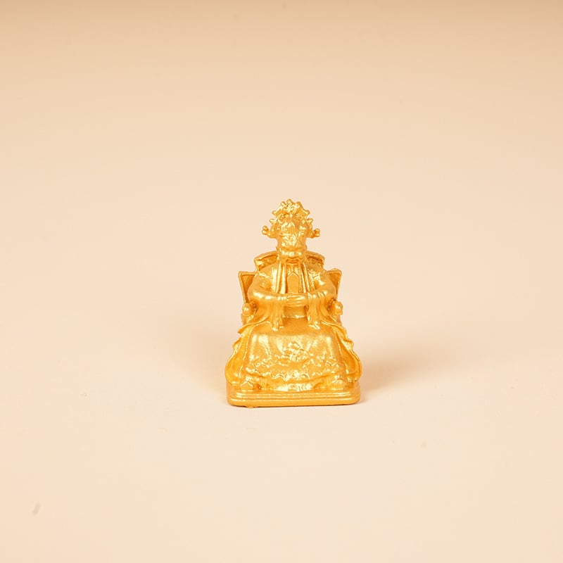 Zlatá mini socha Budhu, 3 cm, Vzácny dizajn: Shakyamuni, Žltý Boh Bohatstva, Manjushri, Štvorkruký Guanyin