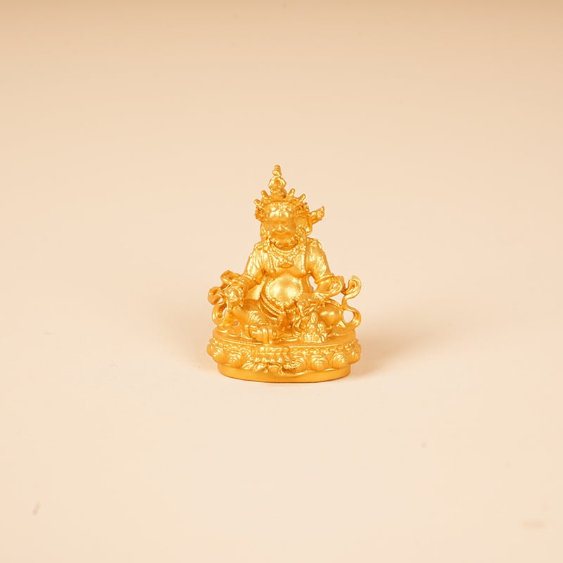 Zlatá mini socha Budhu, 3 cm, Vzácny dizajn: Shakyamuni, Žltý Boh Bohatstva, Manjushri, Štvorkruký Guanyin