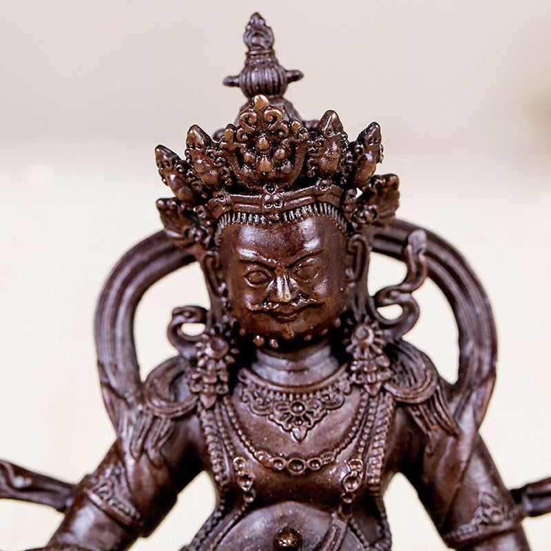 Socha Budhu Boha Bohatstva so zelenou Tarou, retro tibetská ozdobná figúrka na oltár, 2 palce
