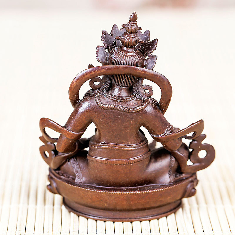 Socha Budhu Boha Bohatstva so zelenou Tarou, retro tibetská ozdobná figúrka na oltár, 2 palce