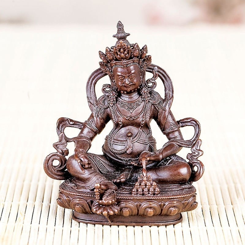 Socha Budhu Boha Bohatstva so zelenou Tarou, retro tibetská ozdobná figúrka na oltár, 2 palce