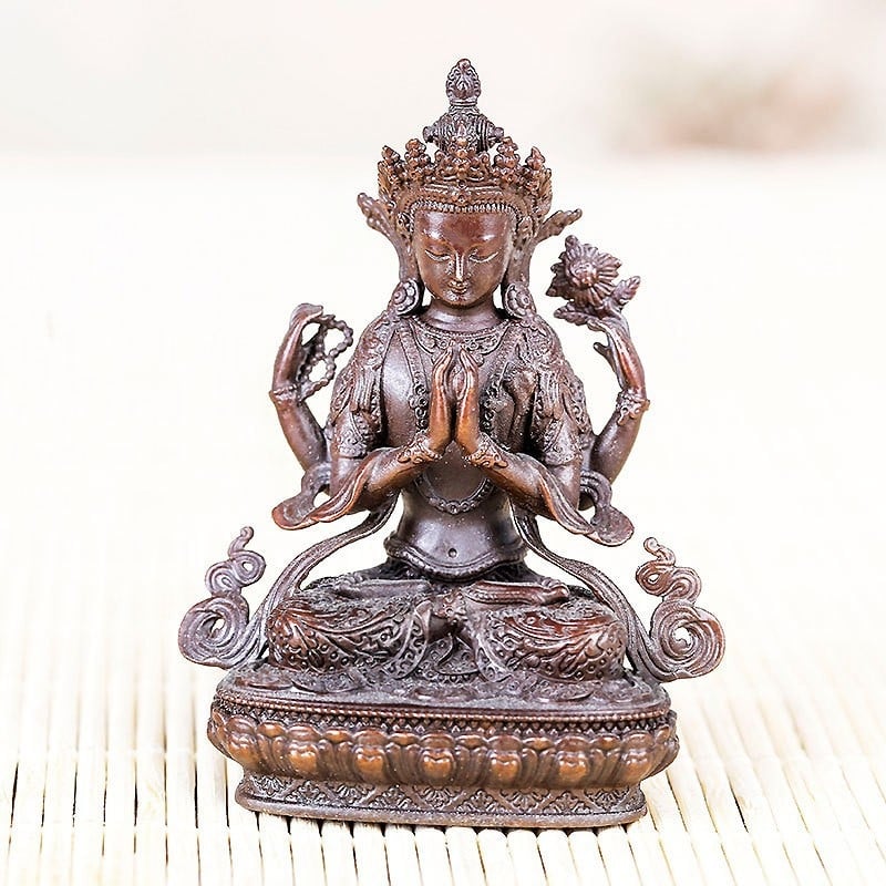 Socha Budhu Boha Bohatstva so zelenou Tarou, retro tibetská ozdobná figúrka na oltár, 2 palce
