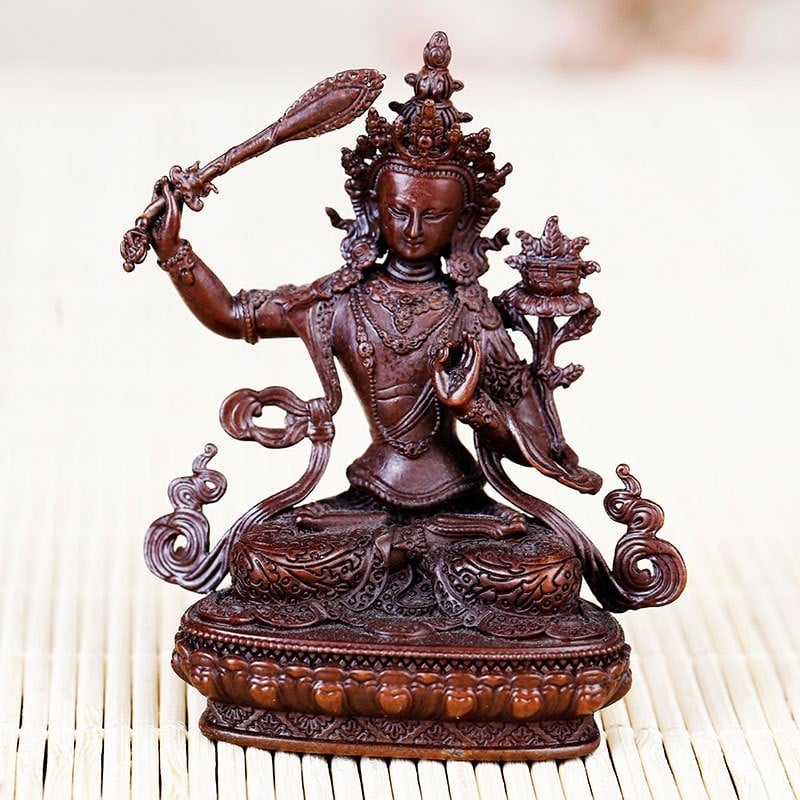 Socha Budhu Boha Bohatstva so zelenou Tarou, retro tibetská ozdobná figúrka na oltár, 2 palce