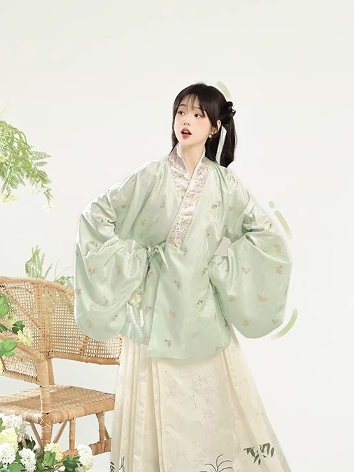 2026 nova original Baicaixin Hanfu za žene, Ming stil zlatno tkanje s prekrivenim ovratnikom, rukavi Pipa i suknja Horse-face za jesen-zimu