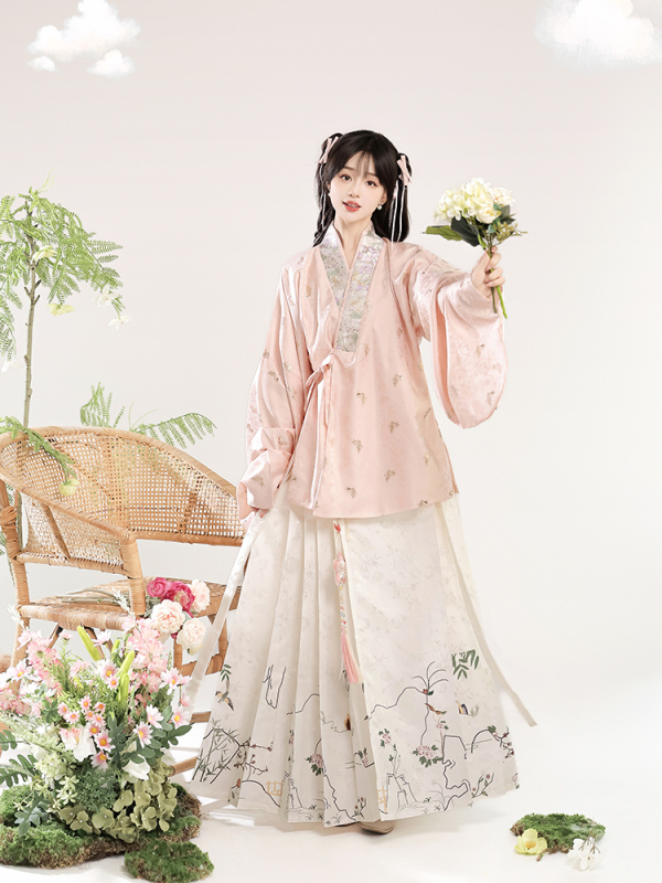 2026 nova original Baicaixin Hanfu za žene, Ming stil zlatno tkanje s prekrivenim ovratnikom, rukavi Pipa i suknja Horse-face za jesen-zimu