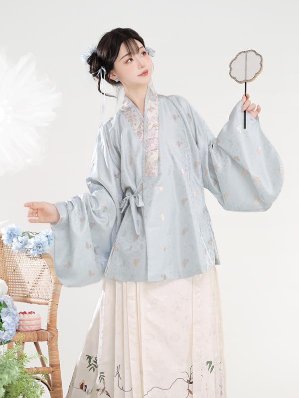 2026 nova original Baicaixin Hanfu za žene, Ming stil zlatno tkanje s prekrivenim ovratnikom, rukavi Pipa i suknja Horse-face za jesen-zimu