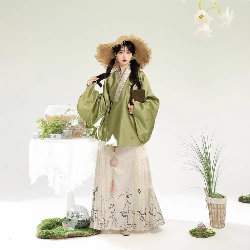 2026 nova original Baicaixin Hanfu za žene, Ming stil zlatno tkanje s prekrivenim ovratnikom, rukavi Pipa i suknja Horse-face za jesen-zimu