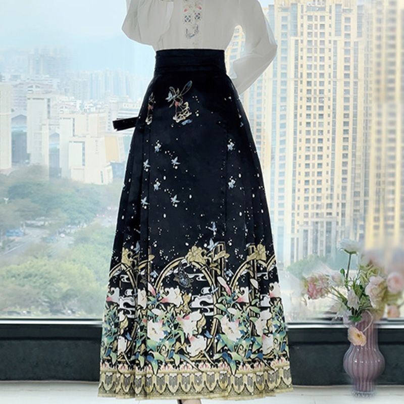 Yan Zhiqing originalni Hanfu za žene, cvjetni miris, Mamian suknja u Ming stilu, poboljšani stojeći ovratnik, proljetno-jesenski model