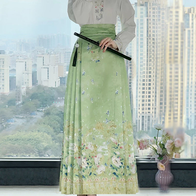 Yan Zhiqing originalni Hanfu za žene, cvjetni miris, Mamian suknja u Ming stilu, poboljšani stojeći ovratnik, proljetno-jesenski model