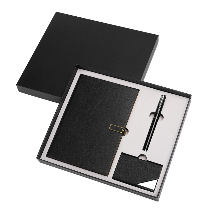 Veľkoobchodný set zápisníkov pre biznis so štvorcovou sponou, USB disk v darčekovej sade s logom