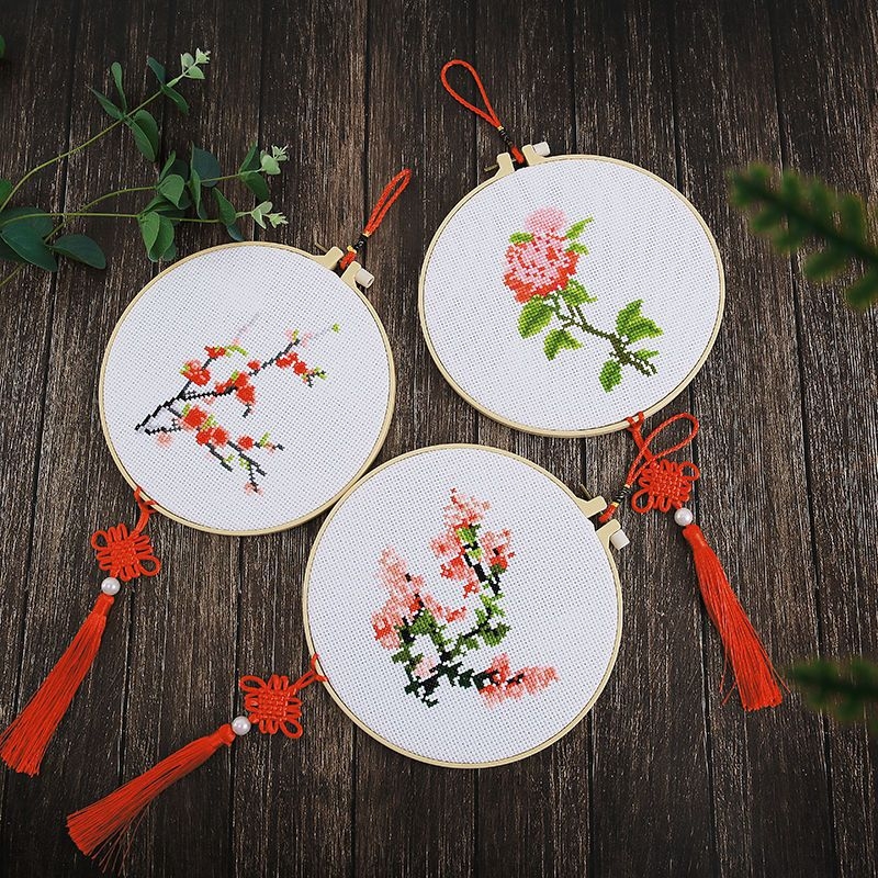 DIY sada krížikovej výšivky s tlačeným vzorom pre začiatočníkov, deti, jednoduché vyšívanie niťou