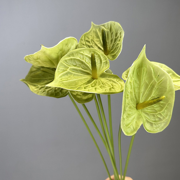 Flower King 3D PU umelé kvety – kytica s červeným anthuriumom, flamingo kvetom, pokojovou ľaliou a phalaenopsis orchideou, výška 30–100 cm, na svadby, rekvizity na fotenie a domovú dekoráciu