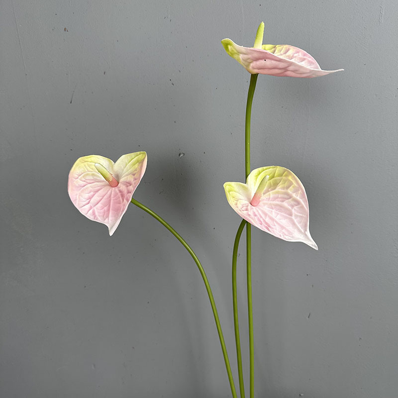 Flower King 3D PU umelé kvety – kytica s červeným anthuriumom, flamingo kvetom, pokojovou ľaliou a phalaenopsis orchideou, výška 30–100 cm, na svadby, rekvizity na fotenie a domovú dekoráciu