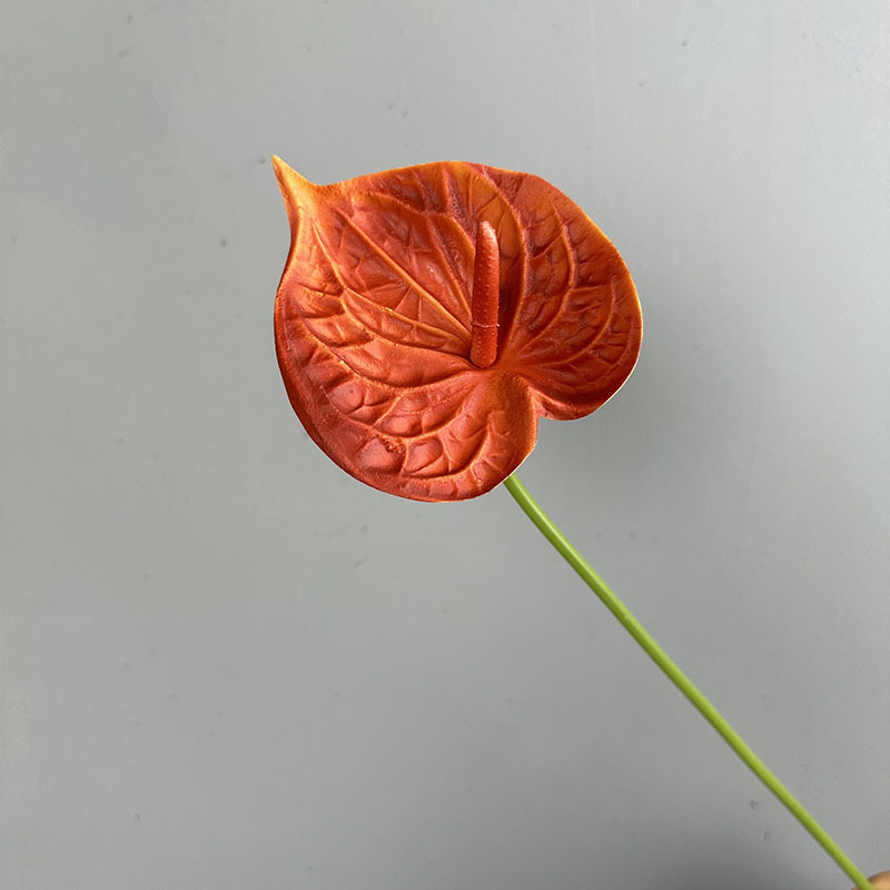 Flower King 3D PU umelé kvety – kytica s červeným anthuriumom, flamingo kvetom, pokojovou ľaliou a phalaenopsis orchideou, výška 30–100 cm, na svadby, rekvizity na fotenie a domovú dekoráciu