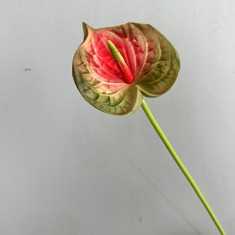 Flower King 3D PU umelé kvety – kytica s červeným anthuriumom, flamingo kvetom, pokojovou ľaliou a phalaenopsis orchideou, výška 30–100 cm, na svadby, rekvizity na fotenie a domovú dekoráciu