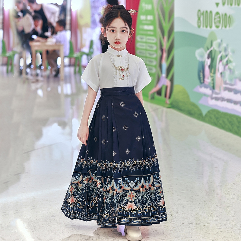 Dječji Hanfu set s Mamian suknom za proljeće i jesen, Ming stil tradicionalna kineska odjeća za djecu, ljetno Tang odijelo Cheongsam