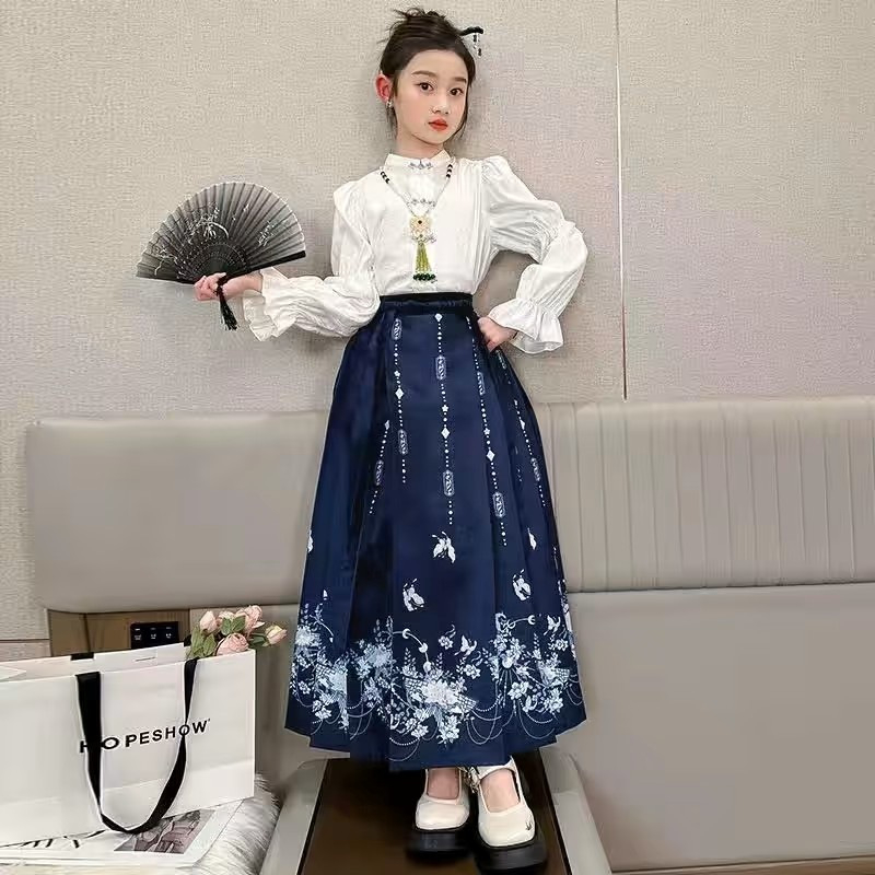 Dječji Hanfu set s Mamian suknom za proljeće i jesen, Ming stil tradicionalna kineska odjeća za djecu, ljetno Tang odijelo Cheongsam