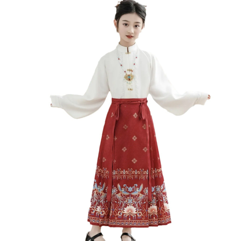 Dječji Hanfu set s Mamian suknom za proljeće i jesen, Ming stil tradicionalna kineska odjeća za djecu, ljetno Tang odijelo Cheongsam