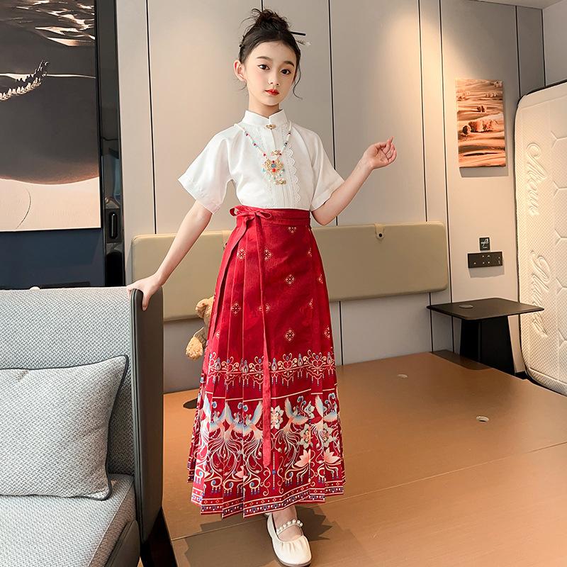 Dječji Hanfu set s Mamian suknom za proljeće i jesen, Ming stil tradicionalna kineska odjeća za djecu, ljetno Tang odijelo Cheongsam