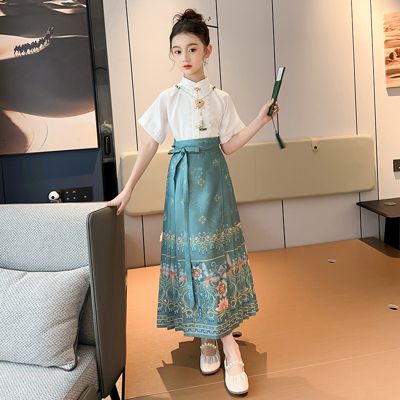 Dječji Hanfu set s Mamian suknom za proljeće i jesen, Ming stil tradicionalna kineska odjeća za djecu, ljetno Tang odijelo Cheongsam
